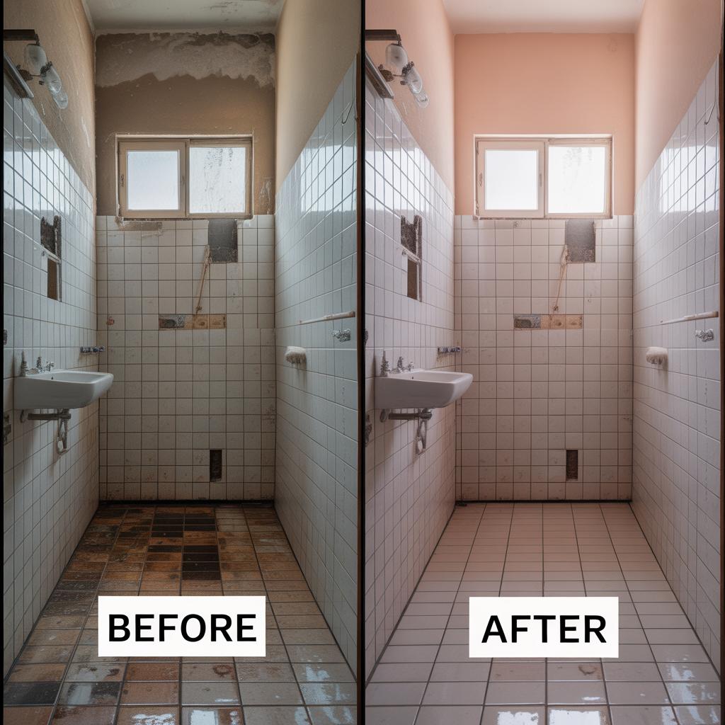 Before and after of tile refinishing
